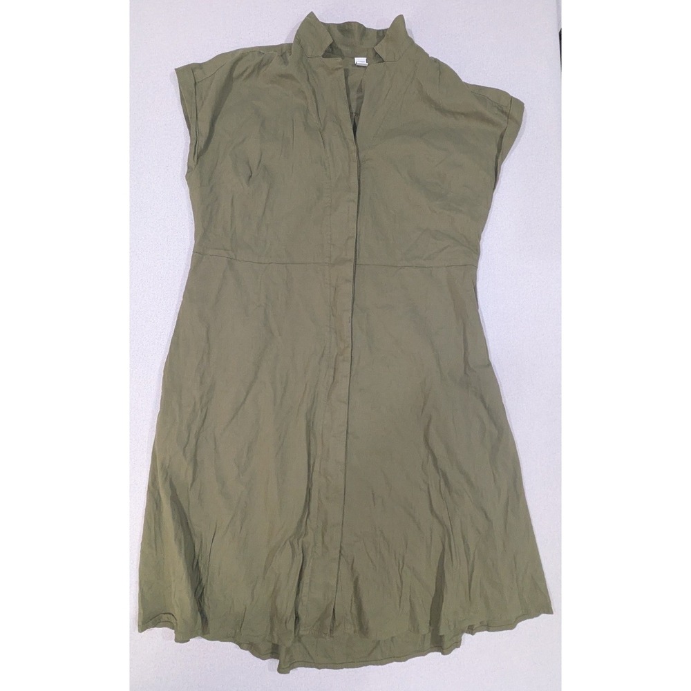 Old Navy Shirt Dress Women Medium Olive Green Excellent Short Sleeve Collared